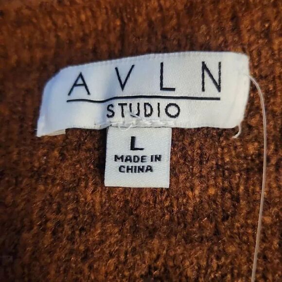 Avln Studio Women's Size Large Burnt Orange Sydney Cable Knit Sweater Dress - Picture 6 of 7